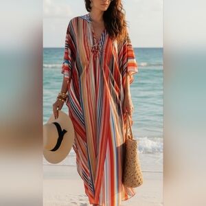 Striped Multicolor Kaftan Cover-Up Pit 29